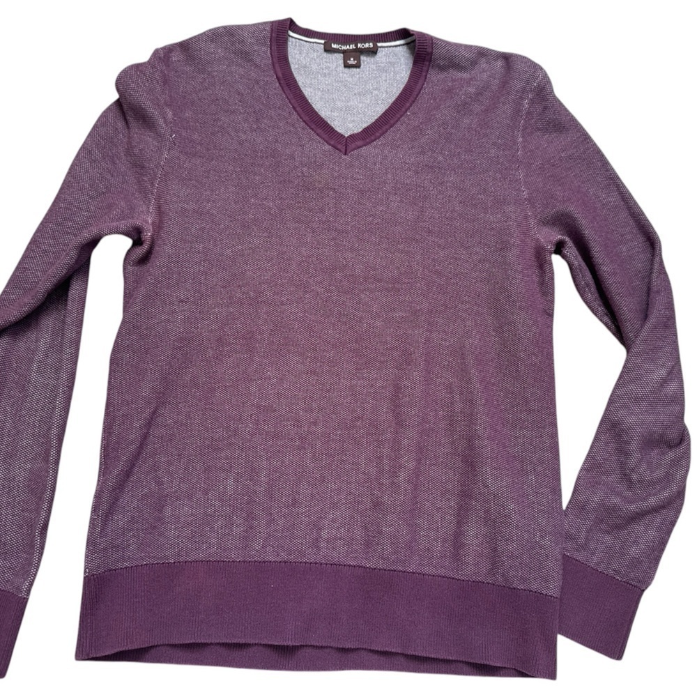 Michael Kors Men’s V-Neck Knit Sweater Size Medium long sleeve purple